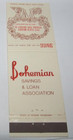 Matches Matchbook Cover Bohemian Savins & Loan Bank Banking — photo 1