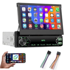 7" Single 1DIN Flip Car Stereo Bluetooth FM SD TF AUX IN Mirror link MP5 Player