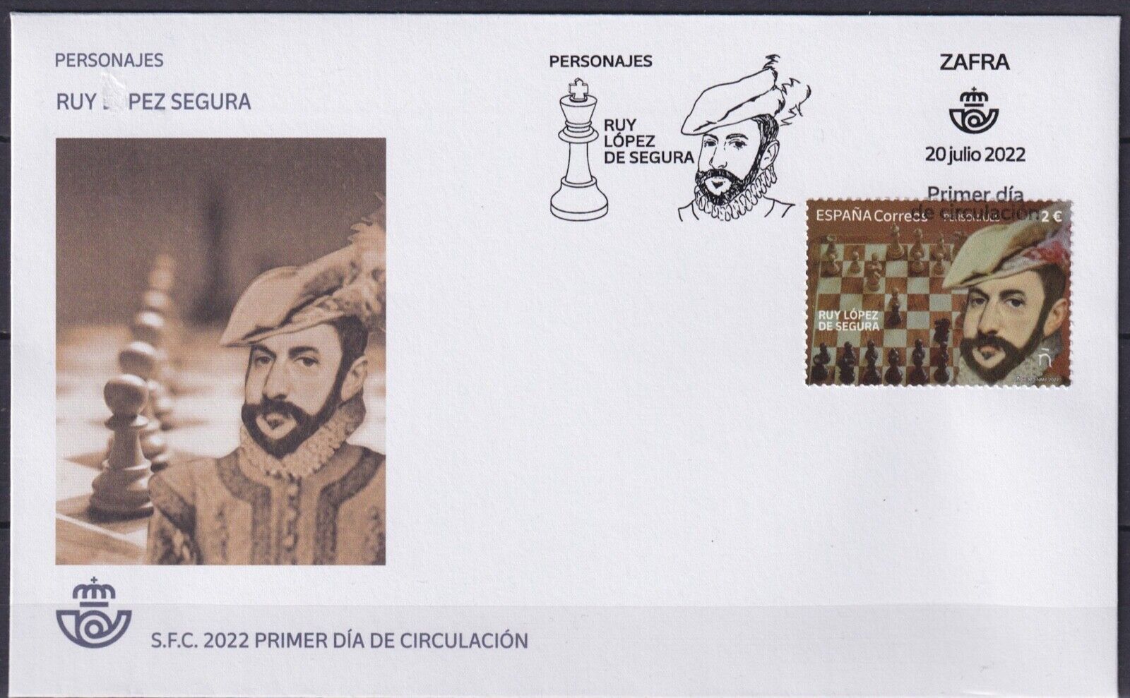 Spain 2022 Chess, Ruy Lopez de Segura FDC