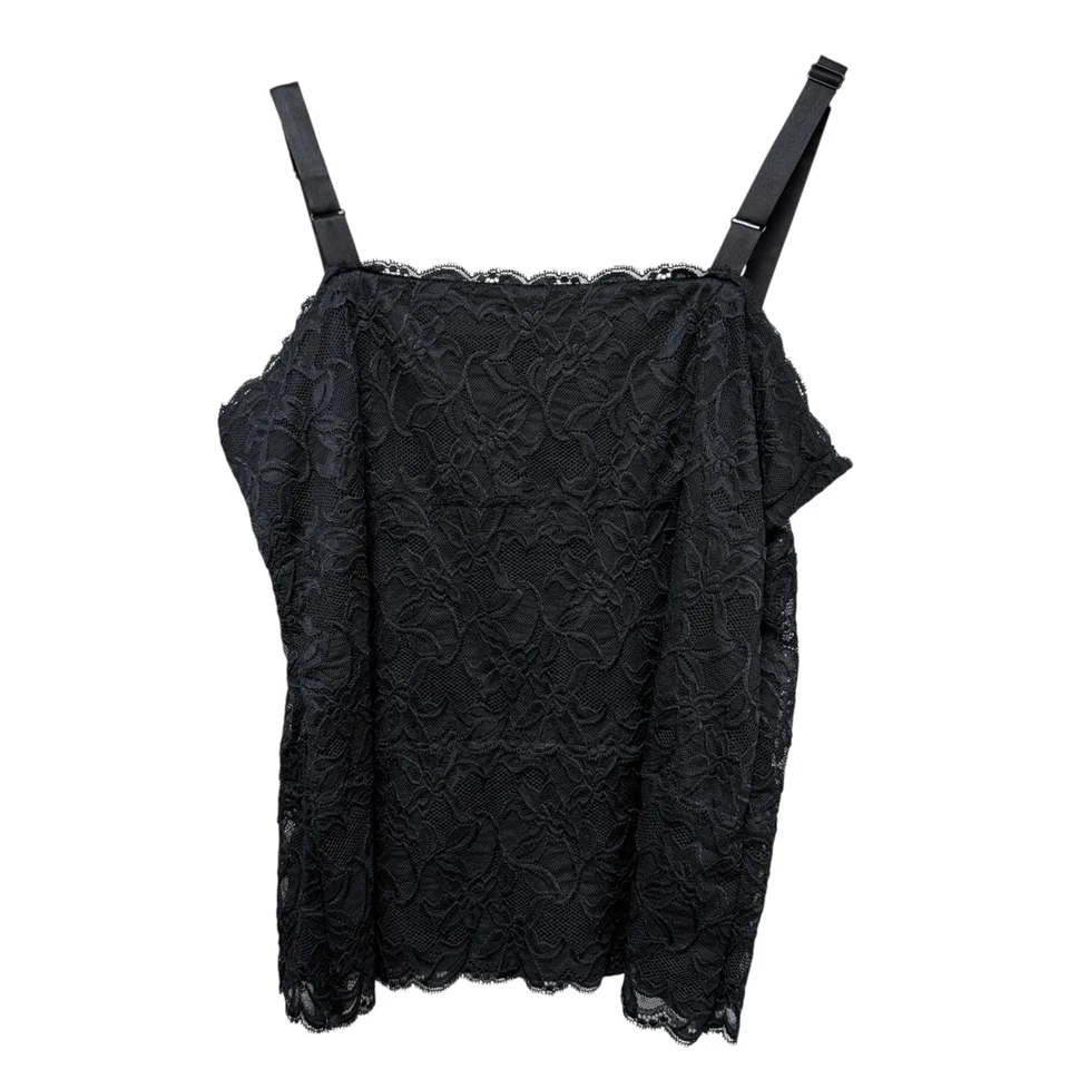 Camiseta sin mangas COLDWATER CREEK negra de encaje talla grande para mujer Foto 3 de 4