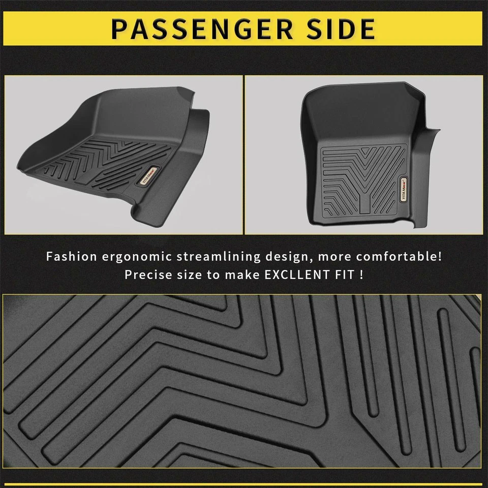 3D Molded Floor Mats TPE Liners for 2014-2021 Toyota Tundra CrewMax & Double Cab Foto 3 de 4