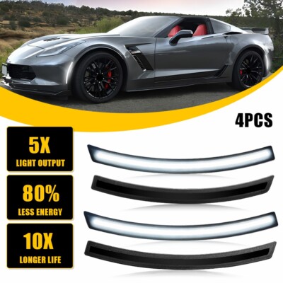 4PCS F&R White LED Side Marker Signal Light Fit 2014-2019 Chevrolet Corvette C7