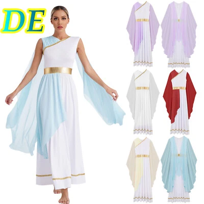 MARKENLOS DE Damen Griechische Göttin Kostüm Kleid Cosplay Griechin Antike Toga Kleid