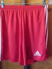 adidas Primegreen M Youth Athletic Elastic Waist Shorts Red White Double Stripe