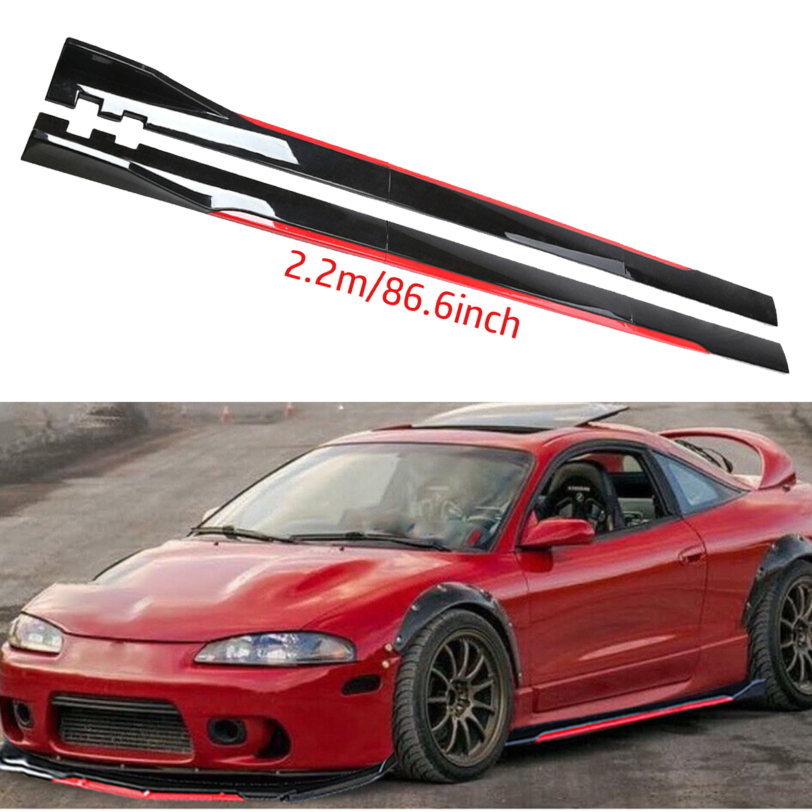 For Mitsubishi Eclipse Side Skirt Extension Body Kit Splitter Spoiler Glossy B