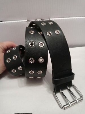 Brandy Melville Black Faux Leather Grommet Rocker Biker Hippie Bel