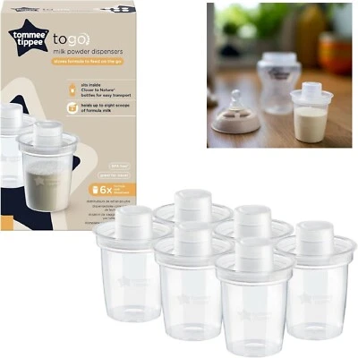 BRANDED 6 x Tommee Tippee Milk Powder Dispensers Baby Formula Milk Storage Travel Pots