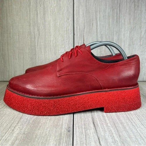 Lofina Rosso Schuhe Plateau Chunky Oxford Derby Rot Leder Schnürer EUR 41 US 10 - Bild 5 von 12