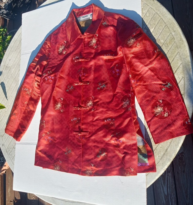  Womens Units Asian Style Colorful Silk Blend Jacket Size Medium 