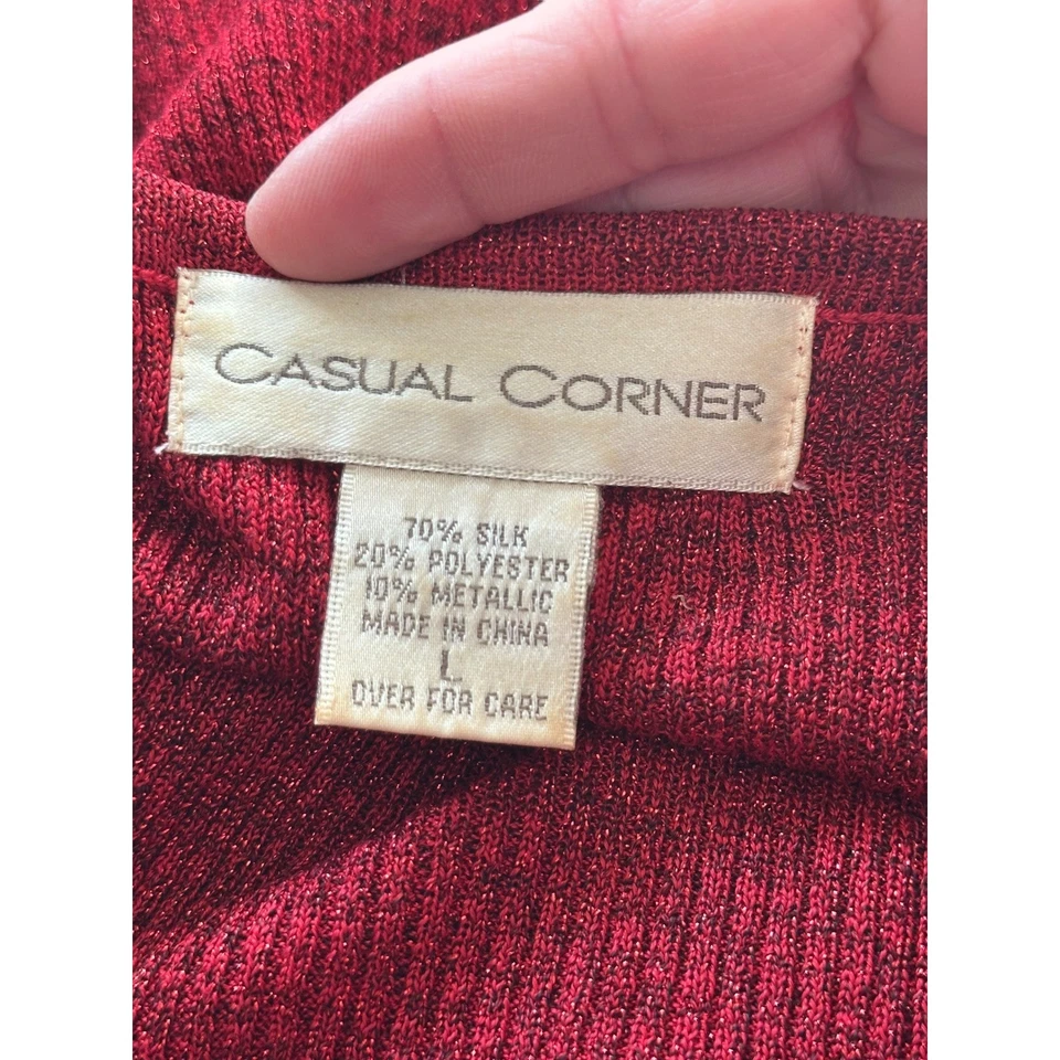 Camiseta sin mangas CASUAL CORNER para mujer roja brillante tejida L mezcla de seda Foto 4 de 4