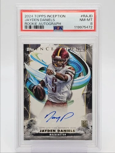JAYDEN DANIELS 2024 TOPPS INCEPTIONS ROOKIE AUTOGRAPH B RC AUTO PSA 8 Q0004