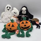 VTG Halloween Beanie Babies Ty Lot Of 6 Spooky Pumpkin Ghost Spider Tags
