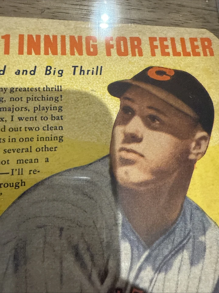 BOB FELLER HOF WHEATIES CORTADO A MANO 1938 CAJA DE CEREALES PANEL DE COLECCIÓN 6”x8 1/4” Foto 2 de 4