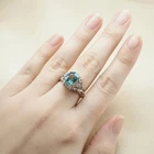 Velvety Arctic Blue Aquamarine Pear 2.70Ct 925 Sterling Silver White Gold Rings