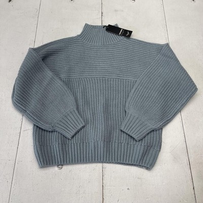 Threadbare Sweater Womens 6 Blue Mock Neck Chunky Knit Long Sleeve Pullover