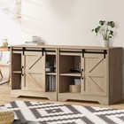 Oikiture 2x Buffet Sideboard Cabinet Storage Cupboard Hallway Pantry Table Oak