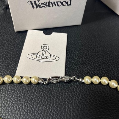 Vivienne Westwood Necklace Mini Bas Relief Pearl Orb Choker Silver
