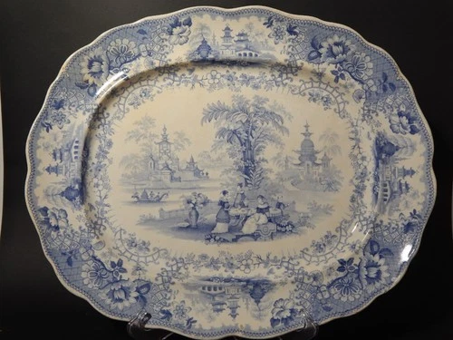 Antique English Georgian Era Precious Large Plate Tray Transferware