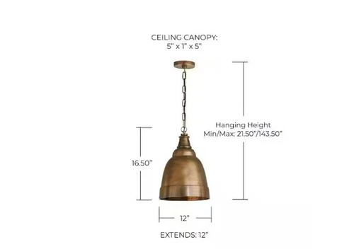 Capital Lighting Sedona 1-Light Oxidized Brass Sand-Cast Small Bell Pendant - Picture 4 of 4