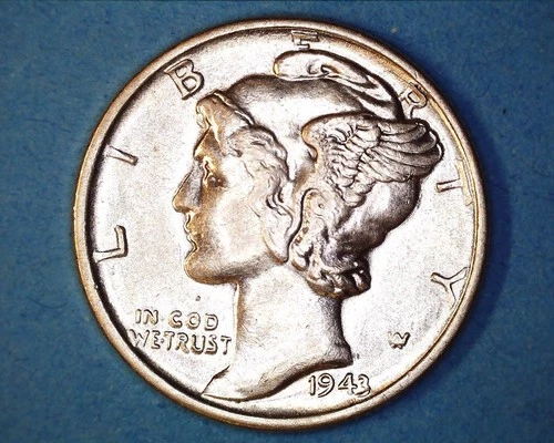1943 Mercury Head Silver Dime  AU ** 1130-5