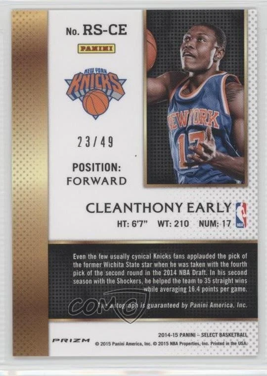2014 Panini Select Rookie Signatures Copper Prizm /49 Cleanthony Early Auto RC - Image 2 of 2