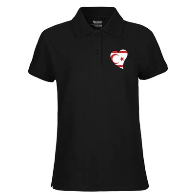 Damen Polo Shirt Nordzypern Flagge Herz Geschenkidee Nordzypern Geschenk Präsent - Bild 1 von 4