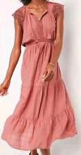 Old Navy Dress Womens Plus Sz XXL Rust Crochet Lace Midi Cap Sleeve Cinch Waist