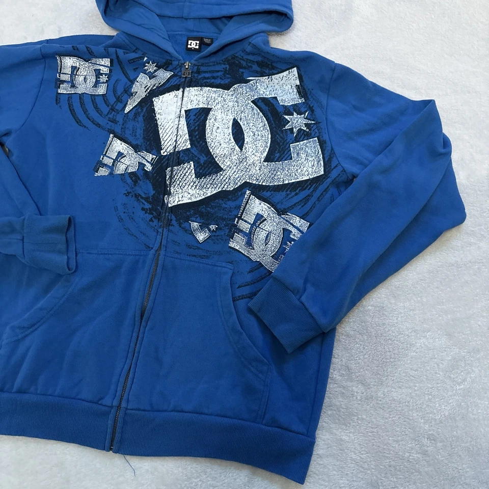 DC Shoes Hoodie Mens Medium Blue Full Zip y2k skater - Image 2 of 4