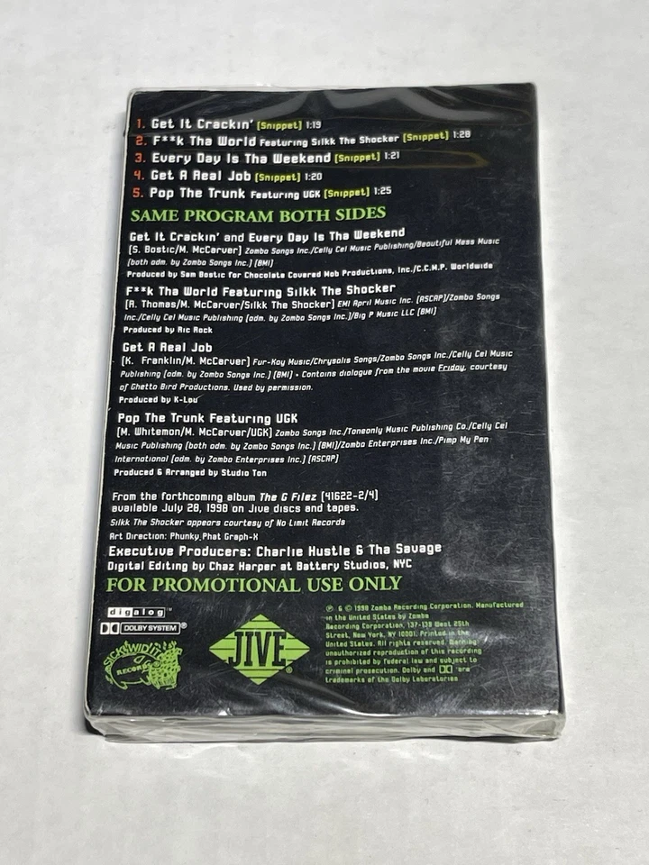 Vintage 1998 Celly Cel The G Filez Cassette NEW SEALED Jive PROMOTIONAL USE - Image 3 of 4