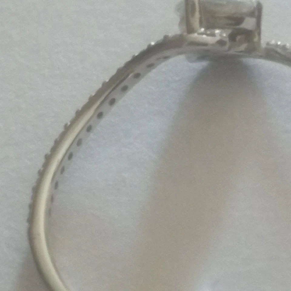 Anello in oro bianco 375 da donna con zircone centrale a forma di cuore anni 90 - Immagine 4 di 4