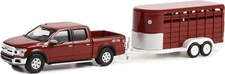 2019 Ford F-150 XLT with Livestock Trailer in 1:64 scale by Greenlight
