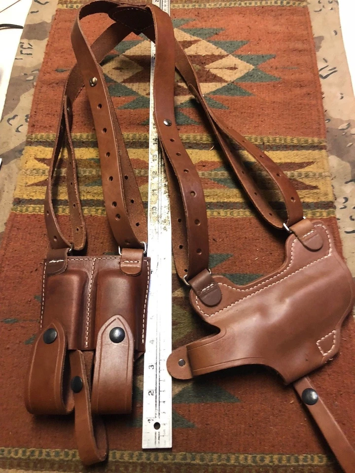 Fits Colt 45 Model 1911 Shoulder Holster w Mag Pouch Leather Horizontal USA - Image 4 of 4
