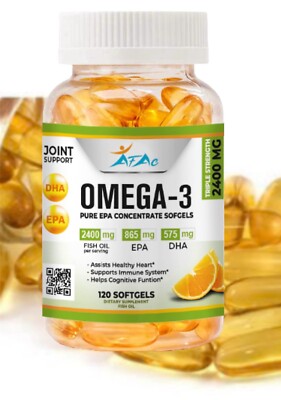 Omega 3 Fish Oil 120 Softgels EPA DHA Heart Brain Support Non GMO