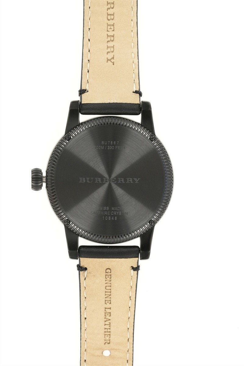 BURBERRY MENS THE UTILITARIAN WATCH BLACK LEATHER BU7867 134576 | eBay