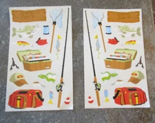 Lot 2 Mrs Grossmans Stickers FISHING Pole Net Tackle Box, Hat-matching sheets NW