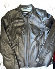 Calvin Klein Vintage Women Dark Brown Soft Supple Leather Biker Jacket Size M