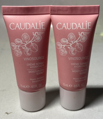 2x CAUDALIE Vinosource Moisturizing Sorbet~15ml / 0.5 fl oz ea~Travel Size~NWOB~