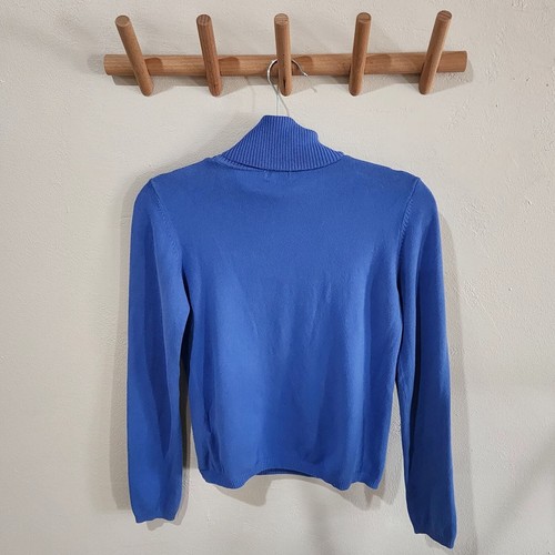 United Colors of Benetton Cashmere Blend Blue  Turtleneck Sweater Womens Medium - Picture 2 of 7