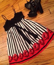 VTG Forever 21 M Party Prom Cocktail Special Club Dress Zip Empire Black Lace