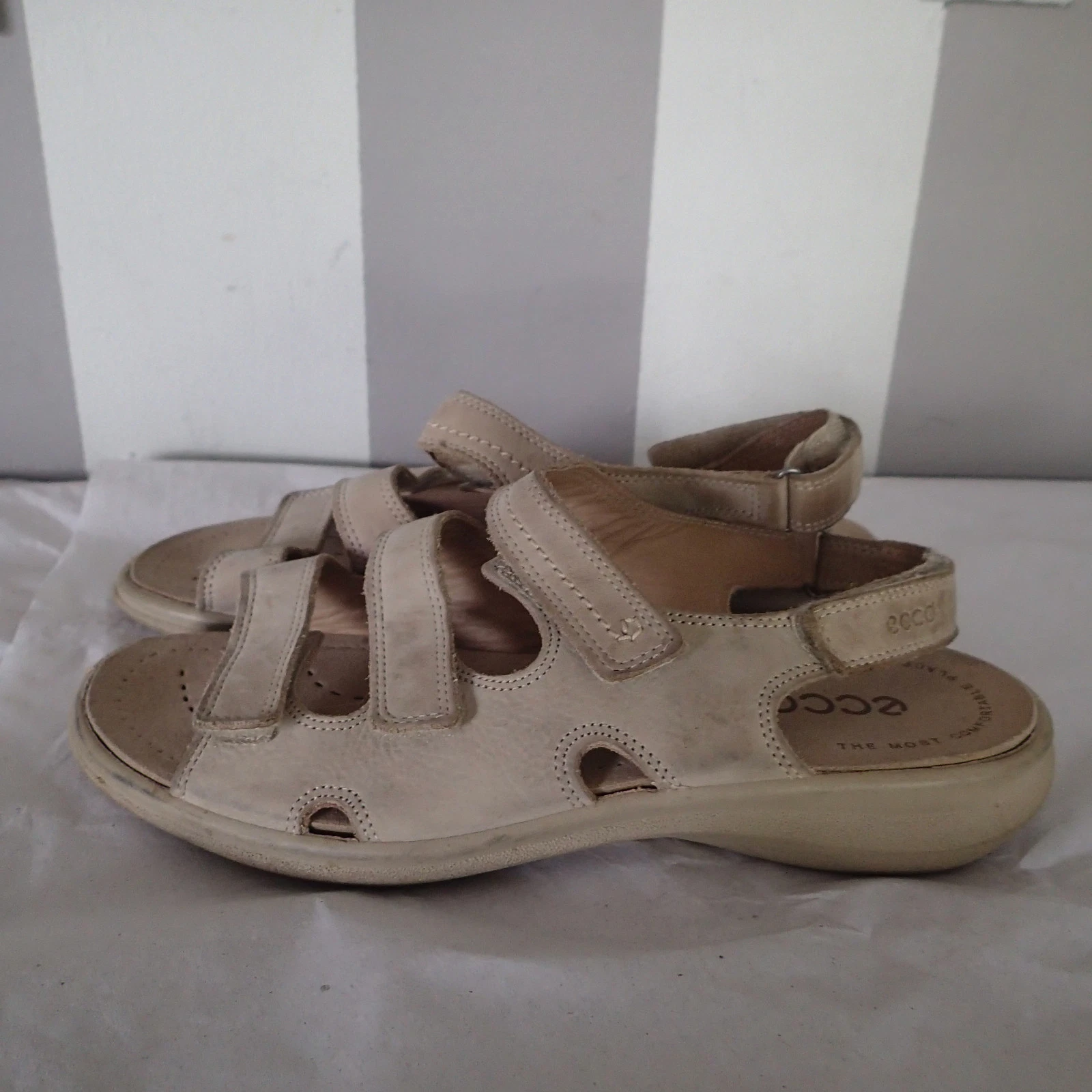 Ecco Sport Sandali Donna 40 9 9 5 Pelle 3 Cinturini Slingback Scarpe A1