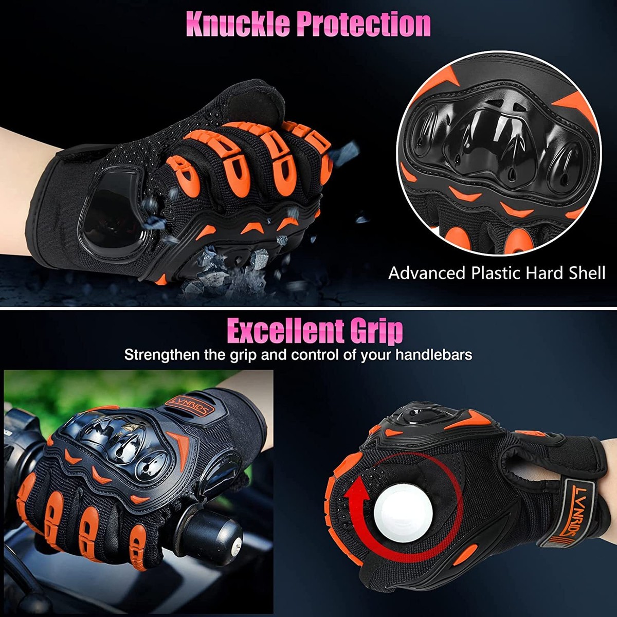 Gants De Moto Homme Hazir écran Tactile - Protection Carbone Aux Phalanges, Pour Moto, Vélo, Motocross, Sports Outdoor - 9