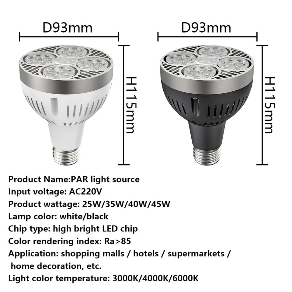 Par30 Led Light 220v 25w 35w 40w 45w Par Lamps Spotlight Cool Neutral Warm White - Image 2 of 4