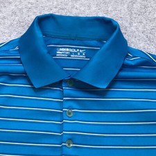 Nike Polo Shirt Men's Large Blue Striped Golf Performance Athletic Fit Logo