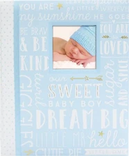 Blue Words Baby Boy Memory Keepsake Book Record, Babies Gift for Little Man