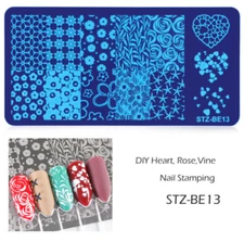 DIY Heart Rose Vine Daisy Stamping Plate Nail Art Stamp Template Stainless Steel