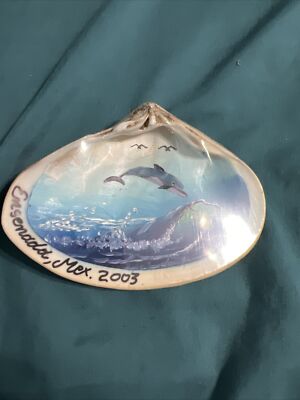 Clam Shell Hand painted Dolphin