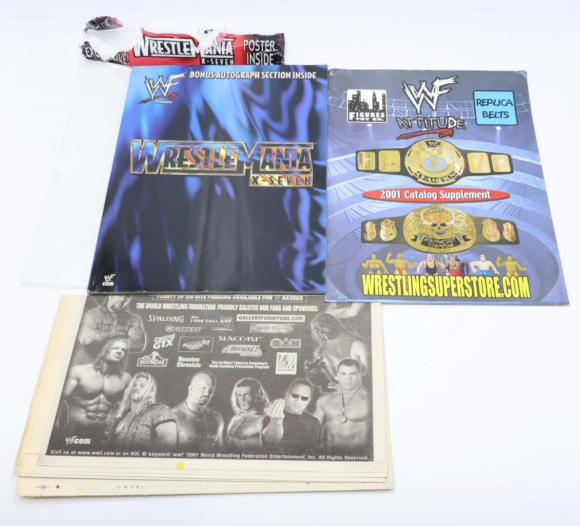WWF Wrestlemania X-Seven 17 Magazine 2001 w/ Bag & Inserts RARE