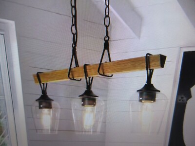 Uolfin Transitional Black Dining Room Island Chandelier 25 in. 3-Light Pendant