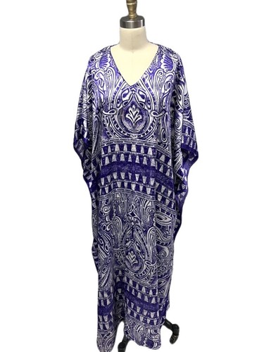 Vtg Barbizon Womens Kaftan Dress Muumuu Multicolor Purple Psychedelic Boho O/S