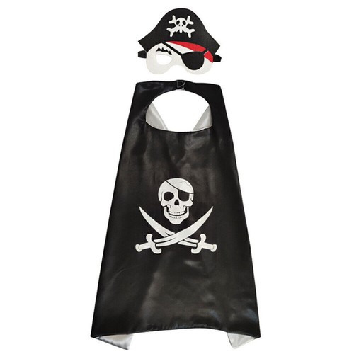 Pirate Cloak Hat and Eye Patch Accessories Costume Fancy Dress Kids Boy Girl▪ - Picture 4 of 16